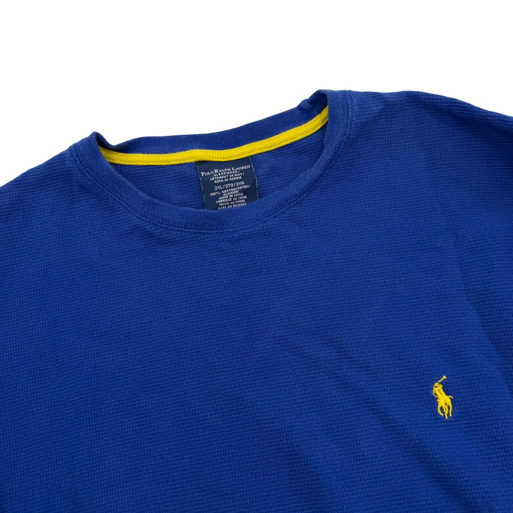 Polo Ralph Lauren Thermal Shirt Men's 2XL Blue Waffle Knit Long Sleeve Pony Logo